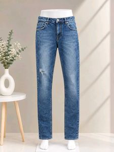 Stylish Blue Distressed Denim Jeans
