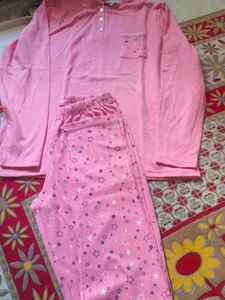 Cute woolen Pink Star Pajama Set