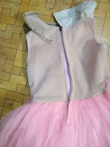 Sparkling Pink Tulle Feather Dress