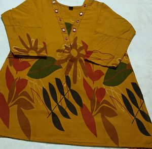 Women's Ethnic Mustard Kurta and Pants Set
