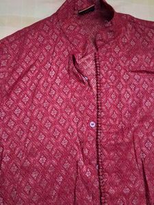 Men's Red Brocade Kurta