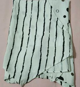 Chic White Top with Black Stripes &amp; Dots