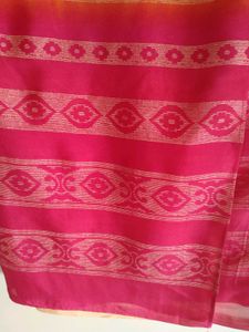 Vibrant Orange &amp; Pink Silk Saree