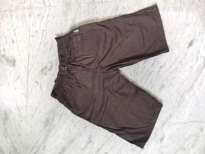 Boys Brown Shorts with Red Stitching