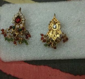 Beautiful South Indian Red &amp; Green Earrings