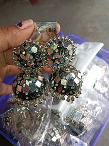 Mirror Jhumka Earrings &amp;Stude
