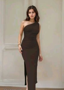 Elegant One-Shoulder Ruched Maxi Dress Size S Only