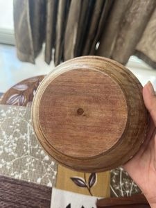 Set of 3- Wooden Bowl with Floral Inlay Spoon