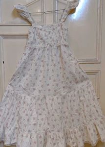 White Floral babydoll midi Dress