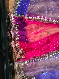 Stunning handwork Net lehanga Saree