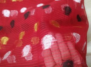 New Red and black kota check saree