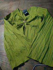 Lime Green Crinkle Top