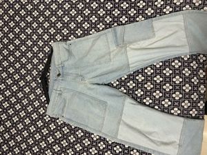 Light Wash Patchwork Cargo Jeans