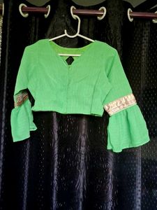 Green saree with blouse