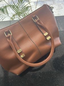 Classic Brown Faux Leather Handbag