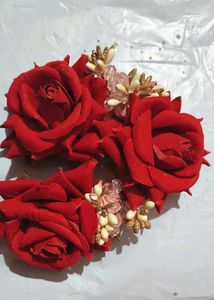 Red Rose Hair Clips