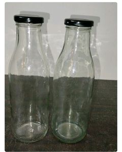 Glass Bottles with Black Caps