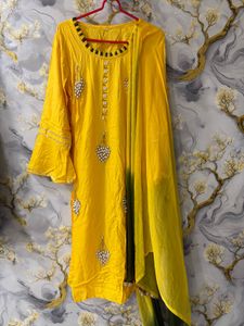 Vibrant Yellow Kurta Set with Dupatta