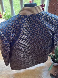 Men's Navy Brocade Shervani