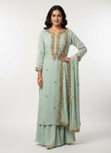 Elegant Mint Green Embroidered Kurta Set