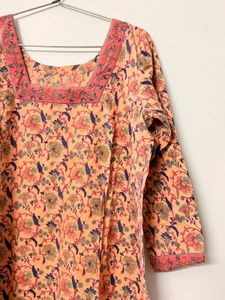 Peach Floral Print Kurta