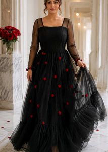 Elegant Black Floral Gown