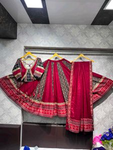 Traditional Red ajrakh Lehenga Choli Set
