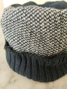 Striped Knit Beanie with Visor