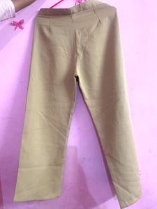 Women Beige High Waist Formal Pant