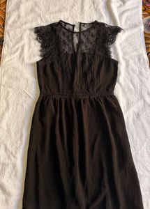 Elegant Black Lace Cap Sleeve Dress
