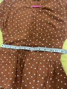 zudio Brown Polka Dot Tiered Dress