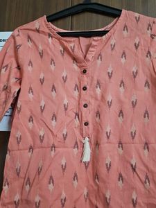 New Peach Woven Kurti