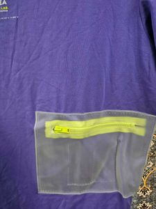 Purple Graphic Tee with Transparent Pocket