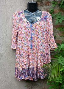 Bohemian Floral Print Mini Dress