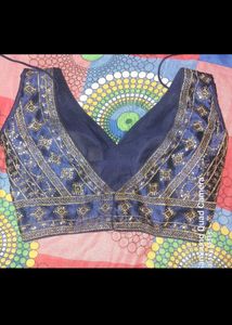 Elegant Navy Blue Blouse with Mirror Work
