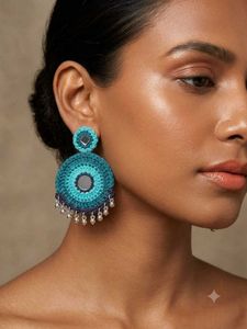 Traditional Crochet Dangle Earrings(Navratri)