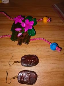 Handmade Cute Floral Pendant Set with Earrings