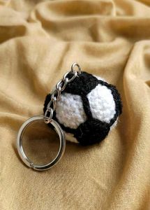 Handmade Crocheted Soccer Ball Keychain