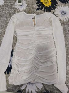 Ruched Sexy Bodycon Stress In Pretty White Colour
