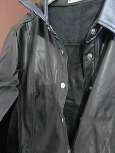 mango Black Faux Leather Button-Up Dress