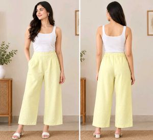 Women's Yellow Wide-Leg Pants