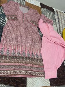 Pink Printed Kurta with salwar