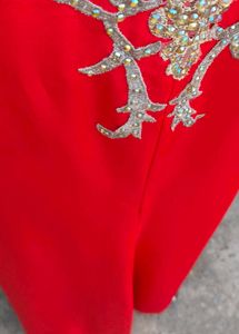 Elegant Red Embroidered Evening Gown