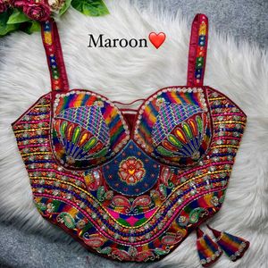 Boho Rainbow Embellished Crop Top