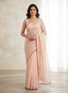 combo of 2 designer saree peach and baby pink