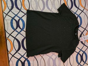 Black Embellished T-Shirt