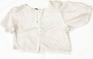 White Schiffli Crop Top