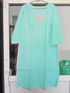 Fabnest womens cotton Light teal straight kurta and pant set