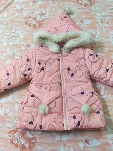cute pink winter jacket for 2-4 years girl comfort