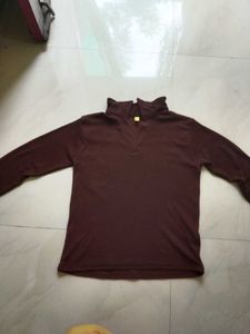 Brown Long Sleeve Mock Neck Top